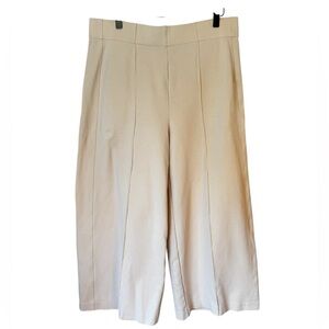 Jones New York High Rise Crop Wide Leg Pintuck Seam Stretchy Cream Pants Sz XL